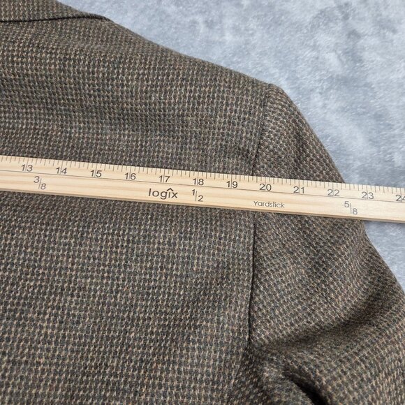 Vintage Stafford Sport Coat Mens 43R Brown Wool Tweed Elbow Patch Blazer Jacket - Picture 13 of 14